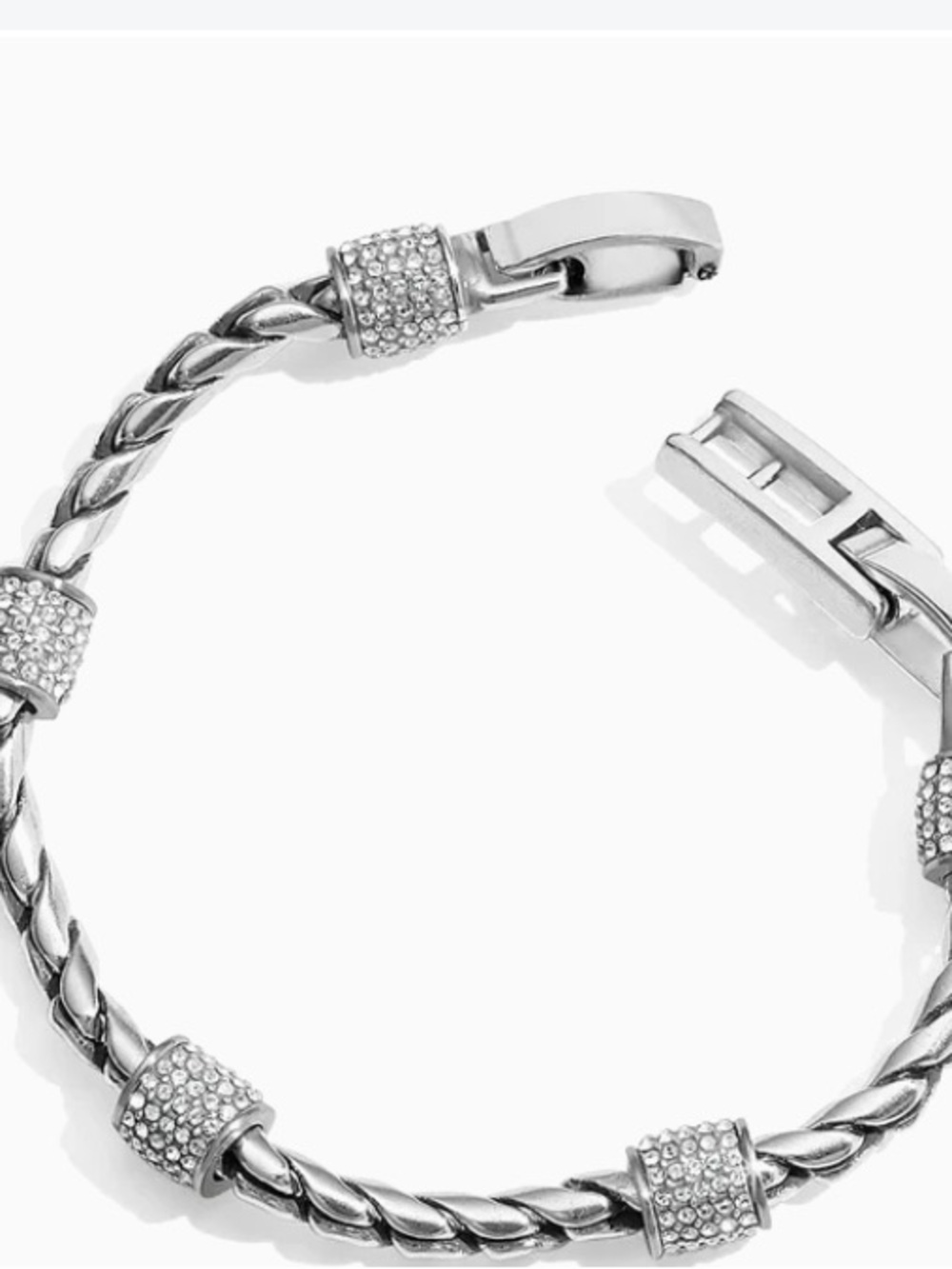 Brighton Meridian Twisted Chain  Crystal studded barrel Bead Bracelet